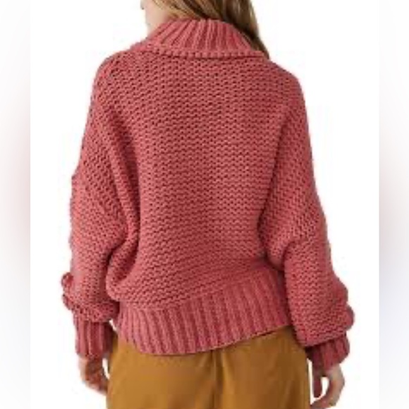 Free People Chunky Knit Turtleneck Sweater Oversized Slouchy Tunic Size S - Picture 5 of 7